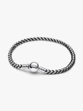 Bracciale Intreccio Tessuto Nero Argento Sterling 925