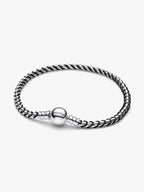 Bracciale Intreccio Tessuto Nero Argento Sterling 925