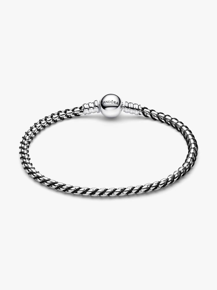 Bracciale Intreccio Tessuto Nero Argento Sterling 925