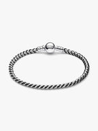 Bracciale Intreccio Tessuto Nero Argento Sterling 925