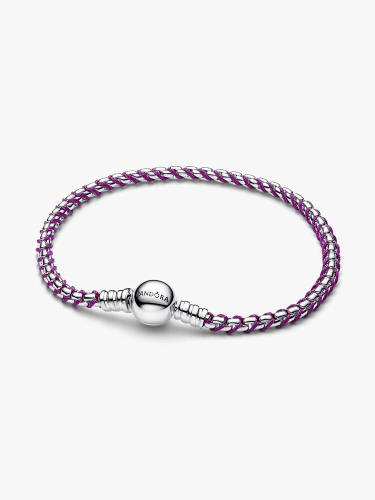 Bracciale Intreccio Tessuto Viola Argento Sterling 925