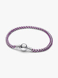 Bracciale Intreccio Tessuto Viola Argento Sterling 925