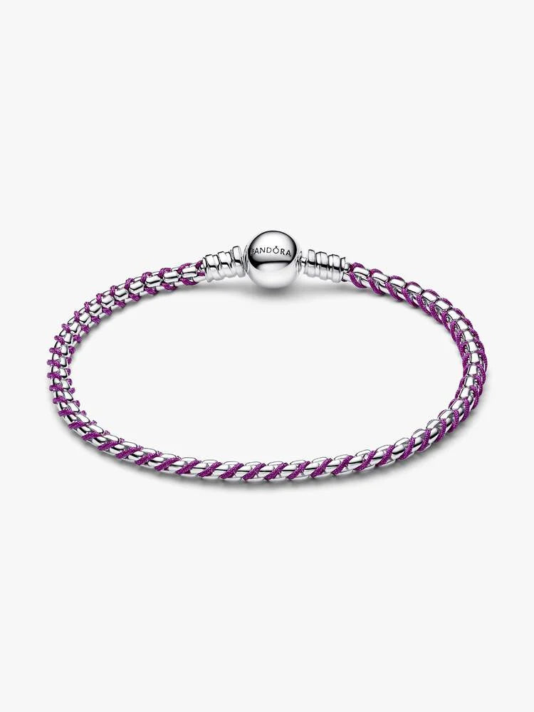 Bracciale Intreccio Tessuto Viola Argento Sterling 925