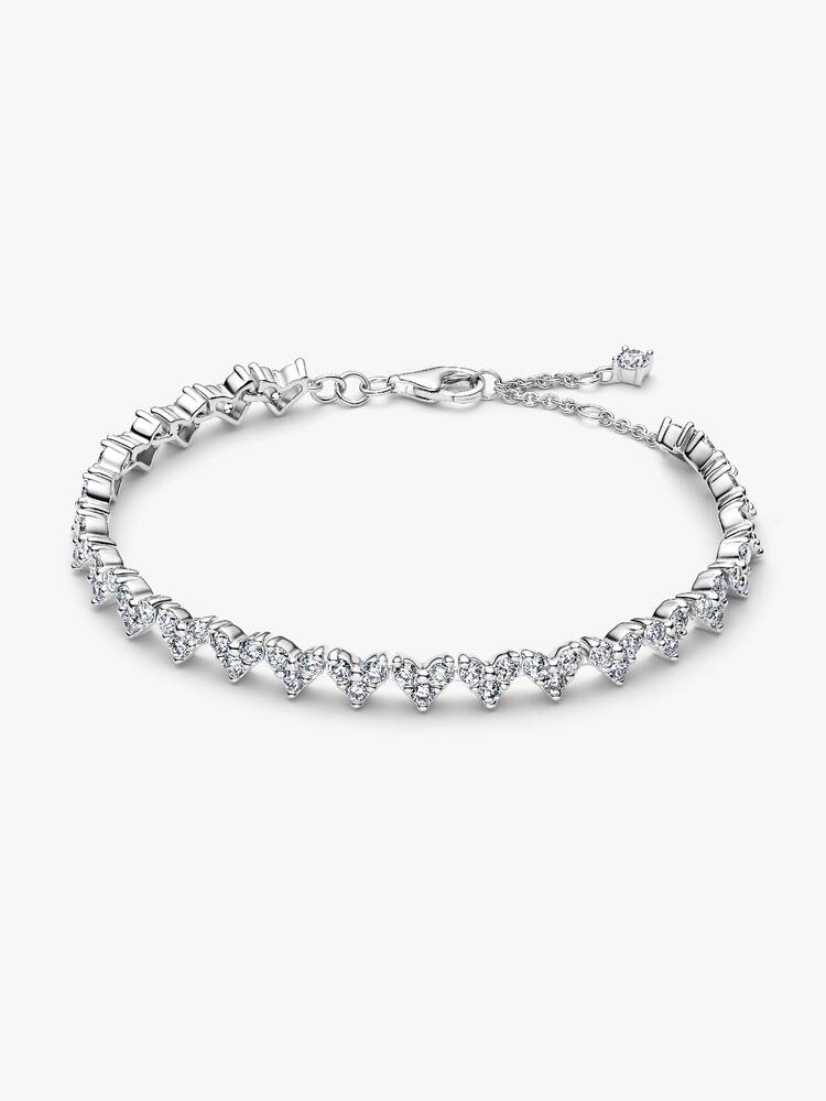 Bracciale Cuori con Tre Pietre Argento Sterling 925
