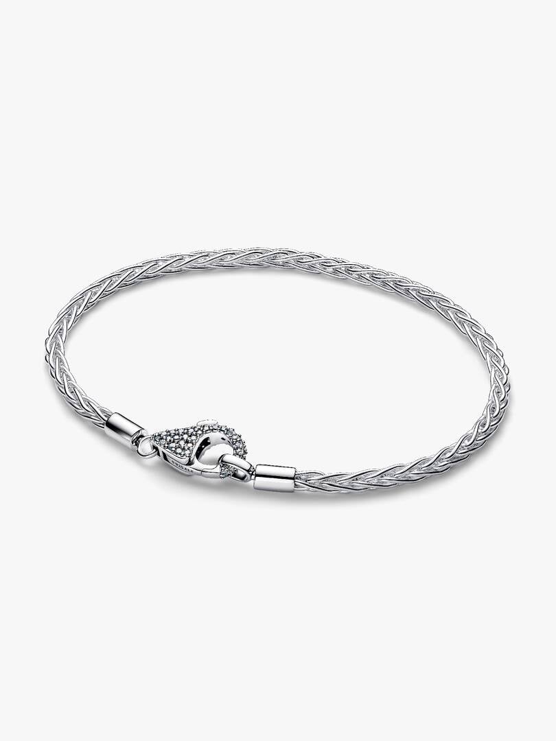 Bracciale Maglia Coda di Volpe con Chiusura Pavè Argento Sterling 925