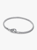 Bracciale Maglia Coda di Volpe con Chiusura Pavè Argento Sterling 925
