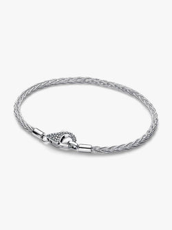 Bracciale Maglia Coda di Volpe con Chiusura Pavè Argento Sterling 925