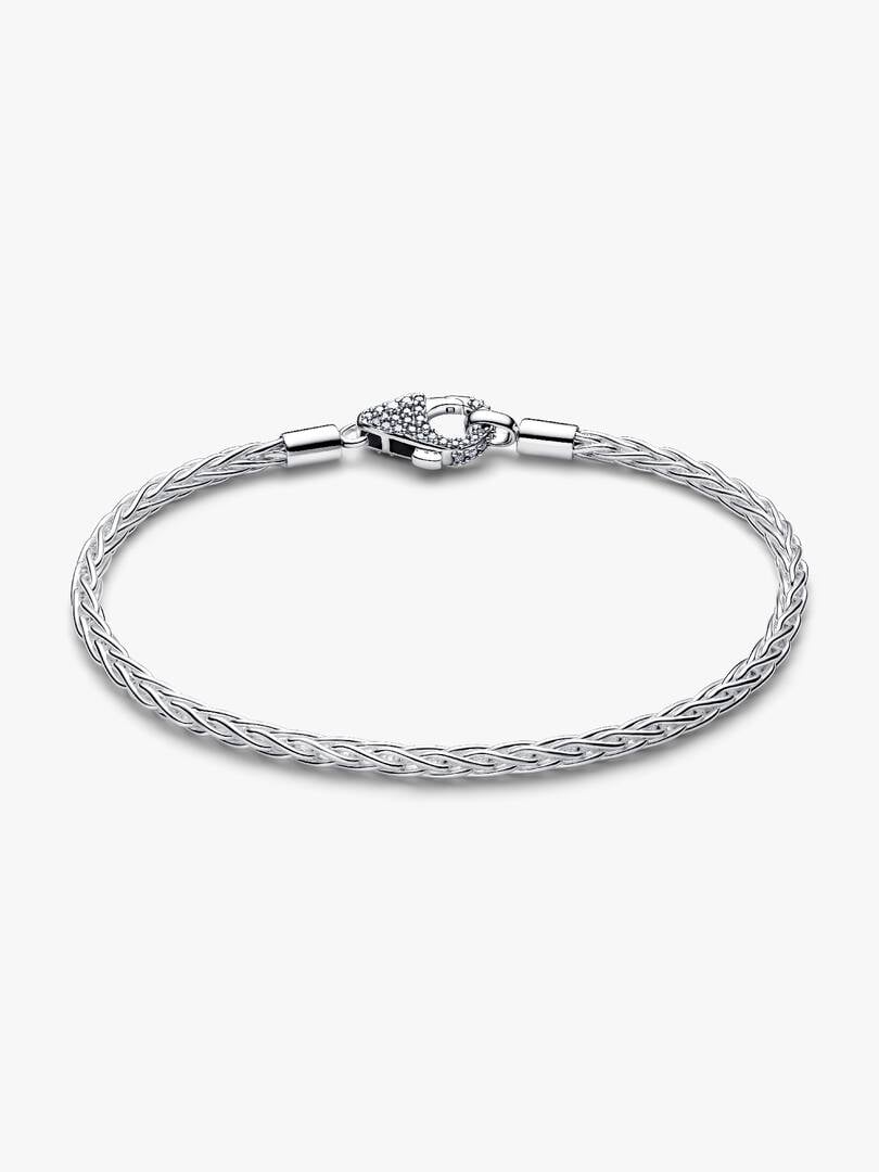 Bracciale Maglia Coda di Volpe con Chiusura Pavè Argento Sterling 925