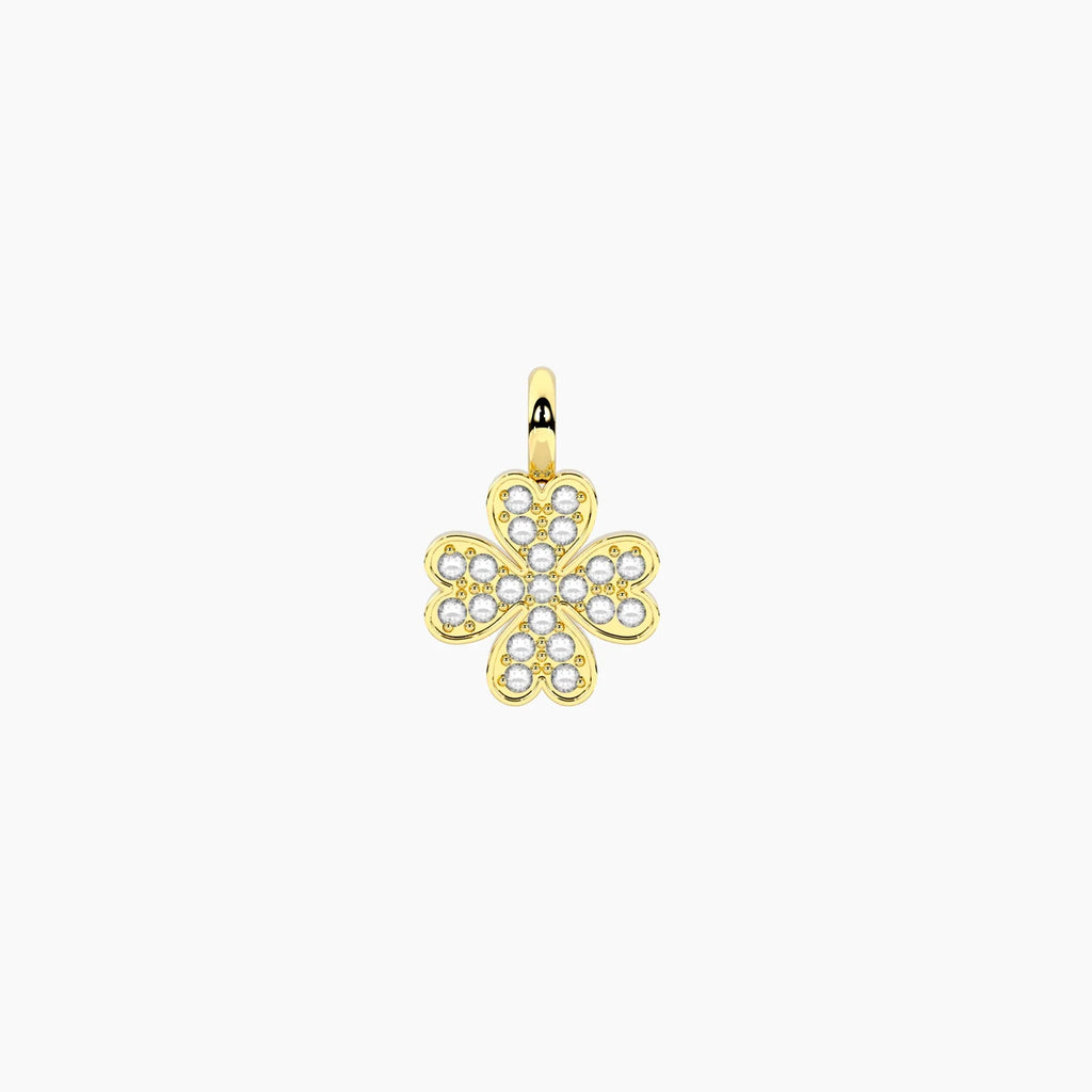 BY YOU COLLECTION | SYMBOLS  Ciondolo dorato con quadrifoglio in cristalli QUADRIFOGLIO