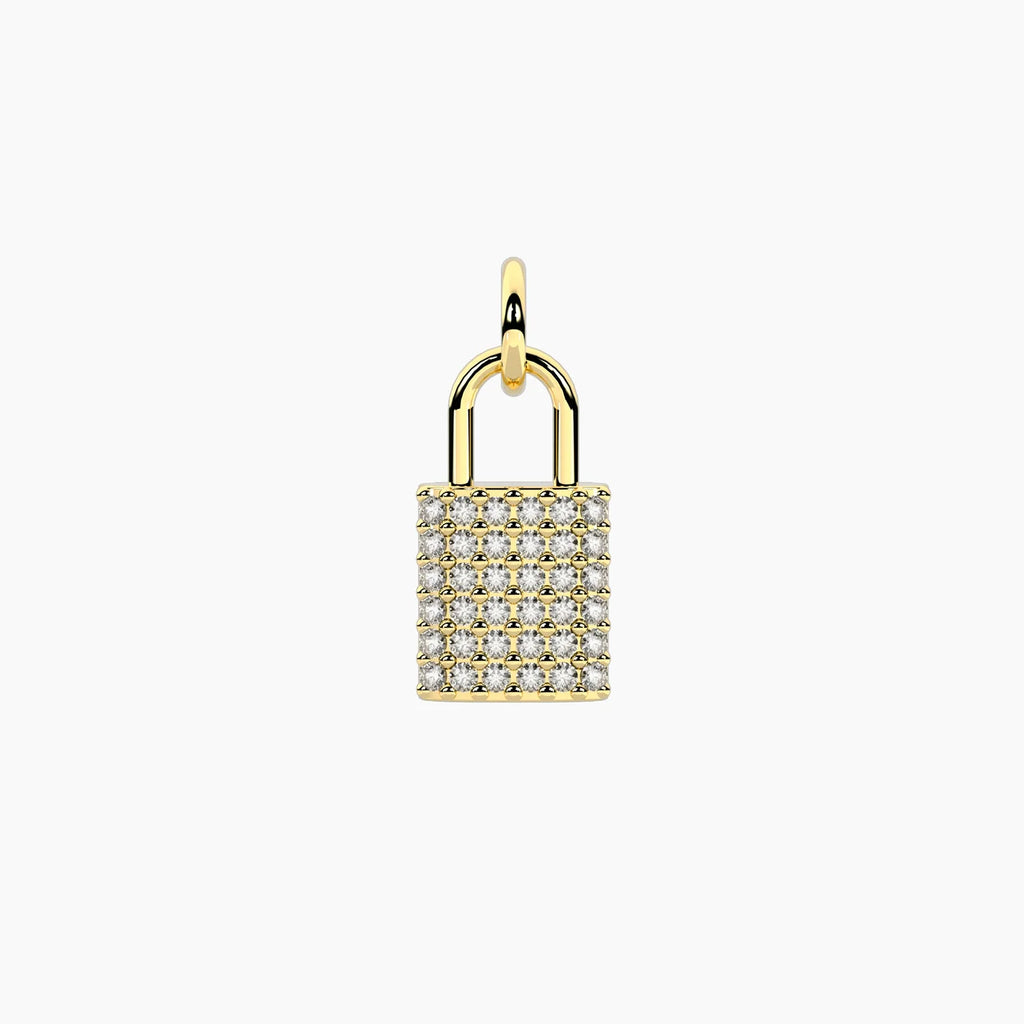 BY YOU COLLECTION | SYMBOLS  Ciondolo lucchetto in acciaio dorato con cristalli LUCCHETTO PAVÉ