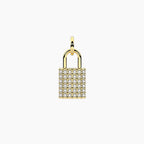 BY YOU COLLECTION | SYMBOLS  Ciondolo lucchetto in acciaio dorato con cristalli LUCCHETTO PAVÉ