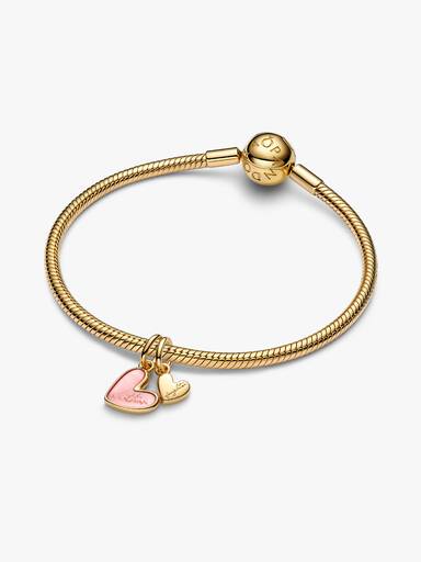 Charm Pendente Unione di Cuori Mamma e Figlia divisibile Finitura in Oro