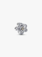 Charm Openwork Fiore Pavè Argento Sterling 925, Finitura in Oro