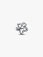 Charm Openwork Fiore Pavè Argento Sterling 925, Finitura in Oro