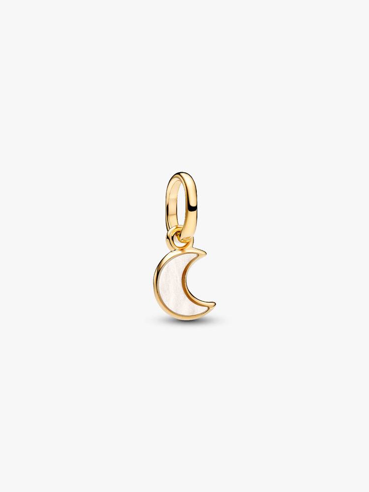 Charm Mini Pendente Luna Crescente Bianca Pandora ME Esclusiva lega metallica rifinita in Oro