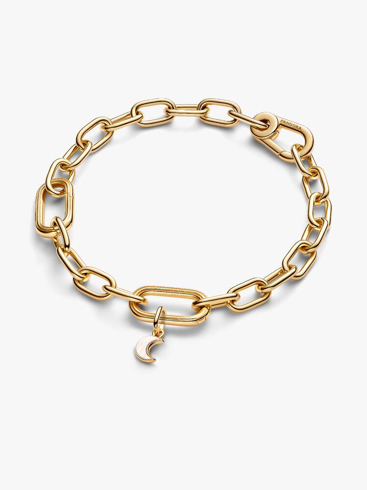 Charm Mini Pendente Luna Crescente Bianca Pandora ME Esclusiva lega metallica rifinita in Oro