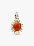 Charm Pendente Sole Radioso Argento Sterling 925, Esclusiva lega metallica rifinita in Oro