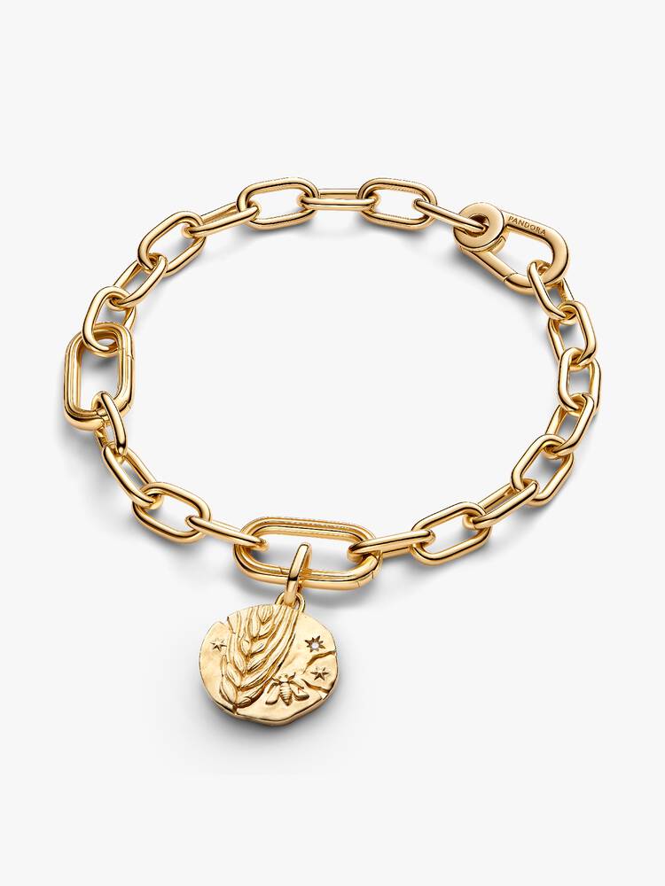 Charm Medallion Spiga di Grano "Virtus Vera Prosperitas" Esclusiva lega metallica rifinita in Oro
