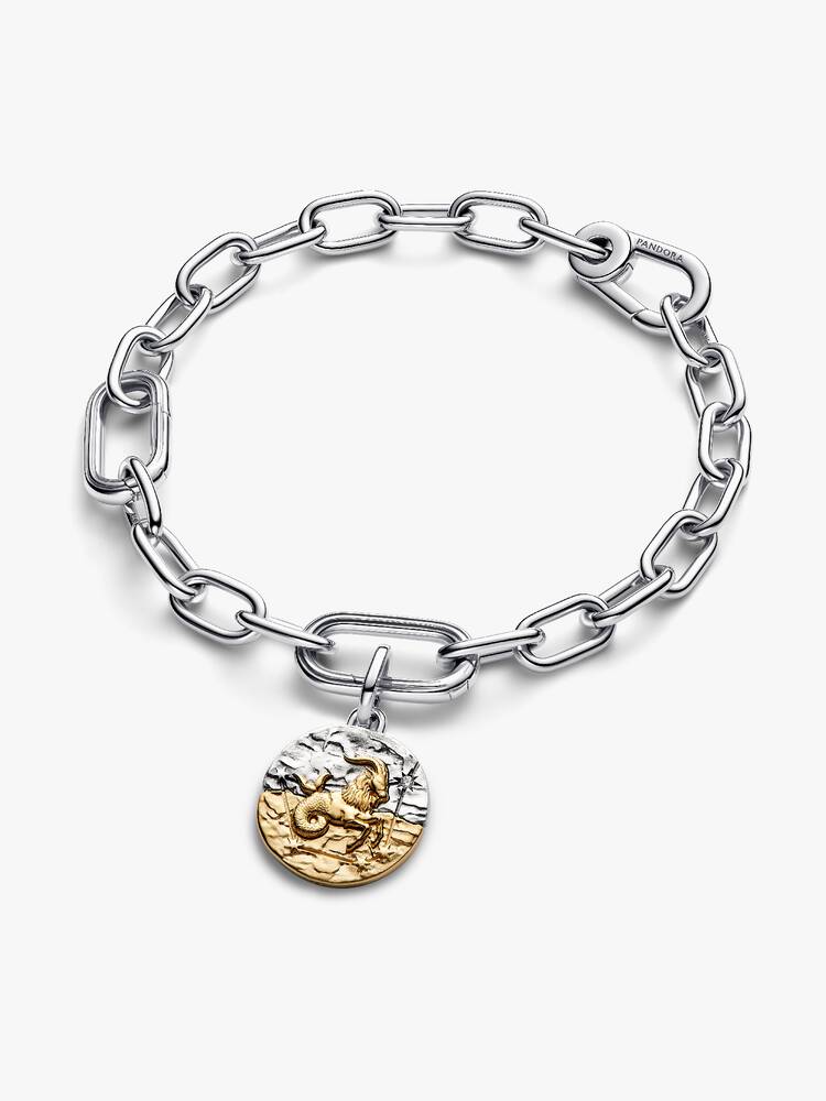 Charm Medallion Capricorno Argento Sterling 925, Esclusiva lega metallica rifinita in Oro