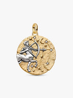 Charm Medallion XL Sagittario "Vivere Est Audere" Argento Sterling 925, Esclusiva lega metallica rifinita in Oro