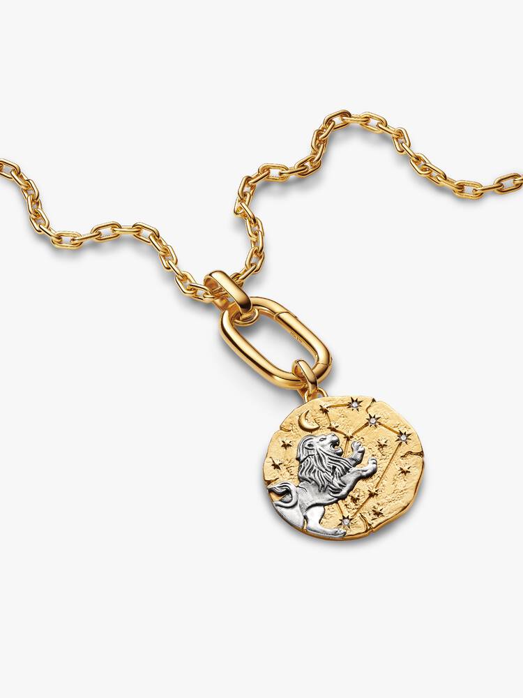 Charm Medallion XL Leone "Luceat Lux Tua" Argento Sterling 925, Esclusiva lega metallica rifinita in Oro