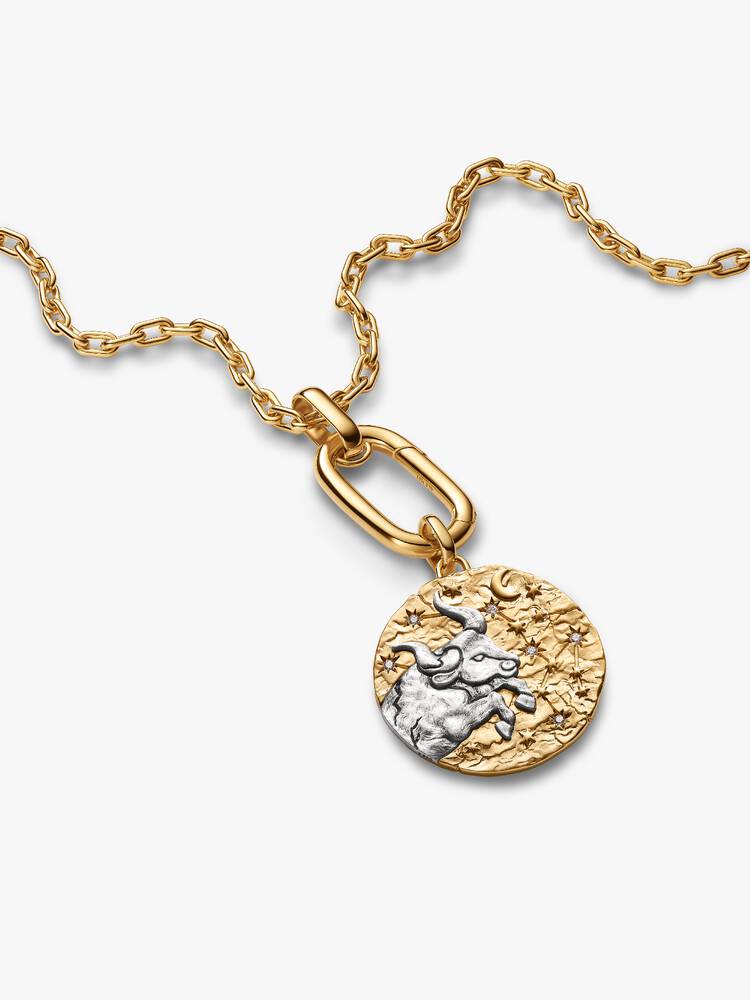 Charm Medallion XL Toro "Fortitudo Animi" Argento Sterling 925, Esclusiva lega metallica rifinita in Oro