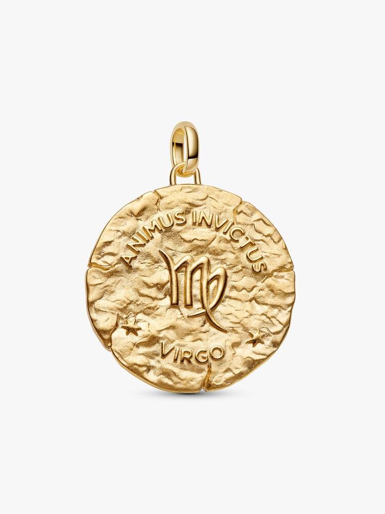 Charm Medallion XL Vergine "Animus Invictus" Argento Sterling 925, Esclusiva lega metallica rifinita in Oro