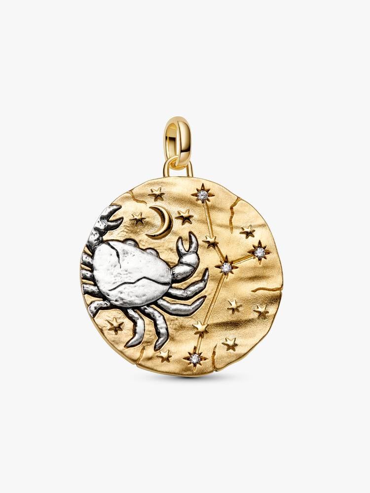 Charm Medallion XL Cancro "Intuitio Animi" Argento Sterling 925, Esclusiva lega metallica rifinita in Oro