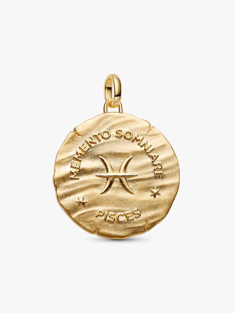 Charm Medallion XL Pesci "Memento Somniare" Argento Sterling 925, Esclusiva lega metallica rifinita in Oro