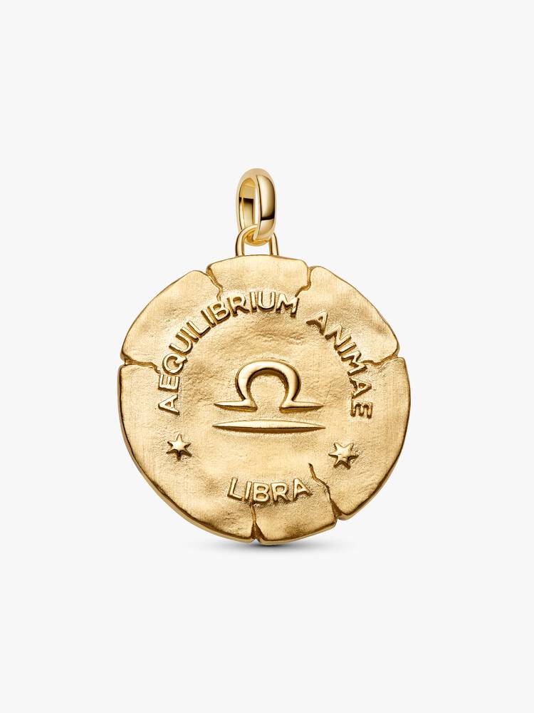 Charm Medallion XL Bilancia "Aequilibrium Animae" Argento Sterling 925, Esclusiva lega metallica rifinita in Oro