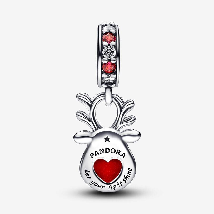 Charm Pendente Renna Naso Rosso Vetro di Murano