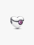 Cuore con Pietra Viola Febbraio da incidere Argento Sterling 925