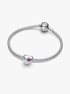 Cuore con Pietra Viola Febbraio da incidere Argento Sterling 925