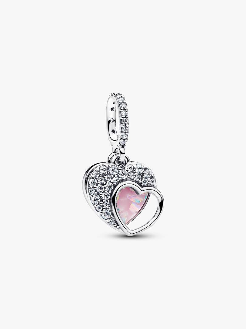 Charm Pendente Doppio Cuore Mamma Sei Bellissima Argento Sterling 925