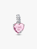 Charm Pendente Cuore Rosa Ti Voglio Bene Mamma Argento Sterling 925