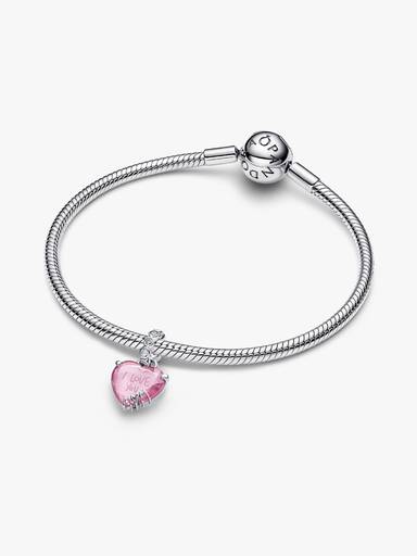 Charm Pendente Cuore Rosa Ti Voglio Bene Mamma Argento Sterling 925