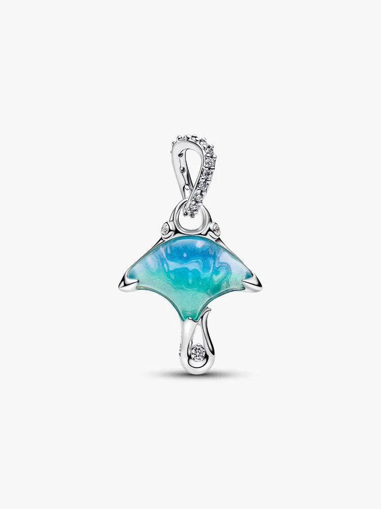 Charm Pendente Manta Vetro di Murano Argento Sterling 925