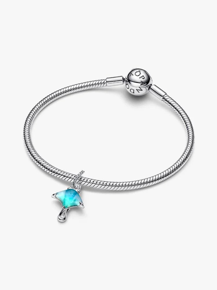 Charm Pendente Manta Vetro di Murano Argento Sterling 925