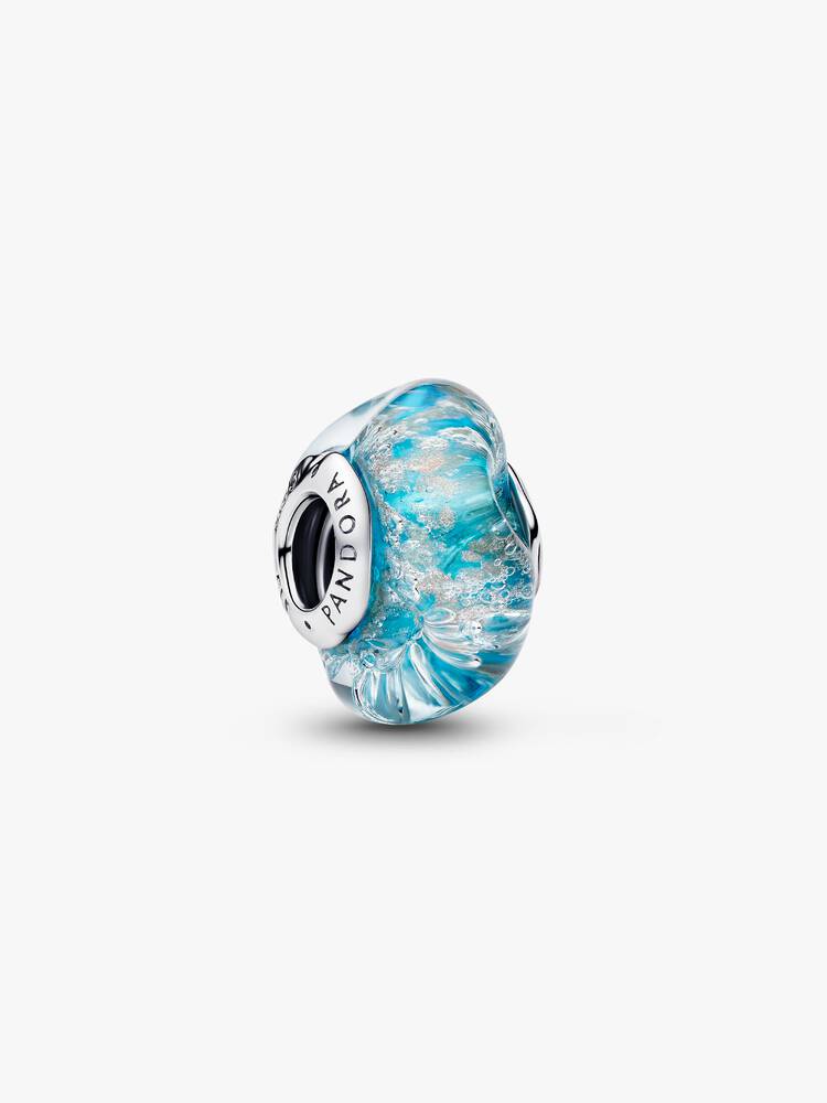 Charm Vetro di Murano Acqua Cristallina Argento Sterling 925