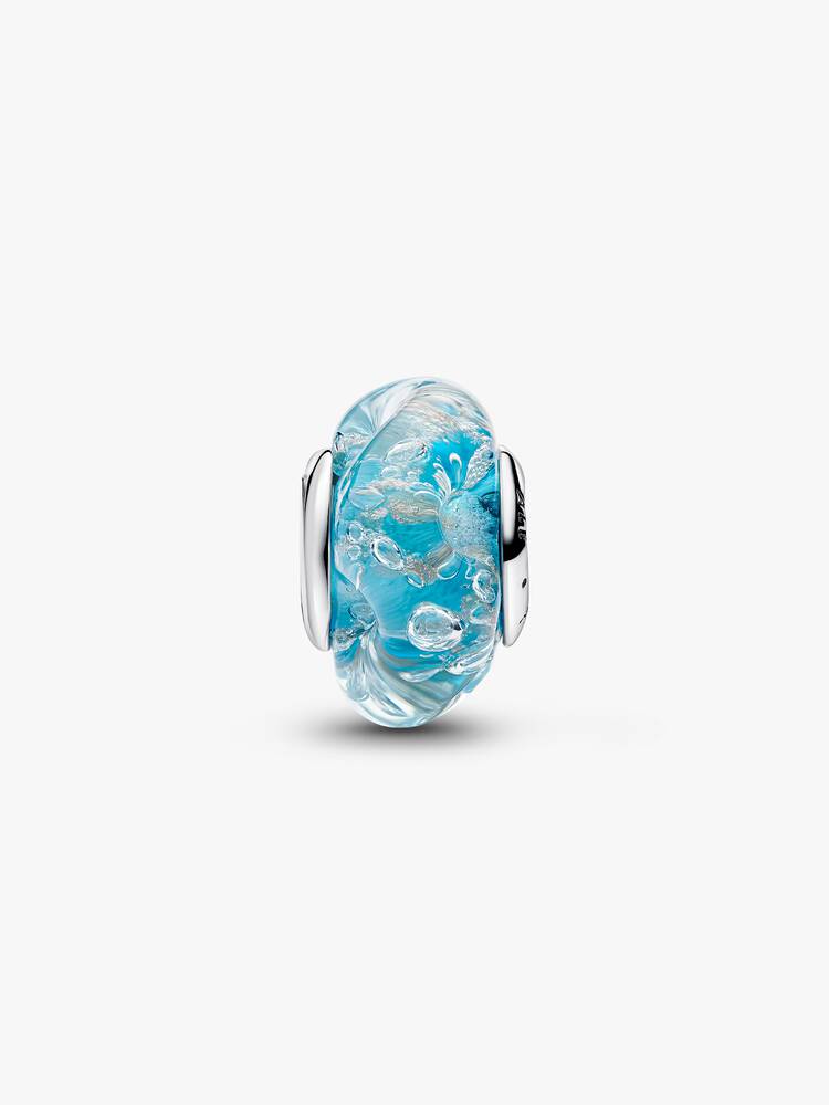 Charm Vetro di Murano Acqua Cristallina Argento Sterling 925