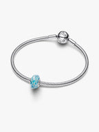 Charm Vetro di Murano Acqua Cristallina Argento Sterling 925