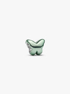 Mini Charm Farfalla effetto metallico verde Argento Sterling 925