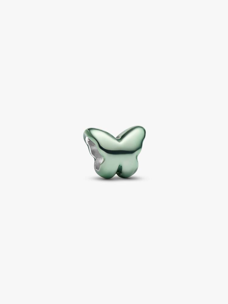 Mini Charm Farfalla effetto metallico verde Argento Sterling 925