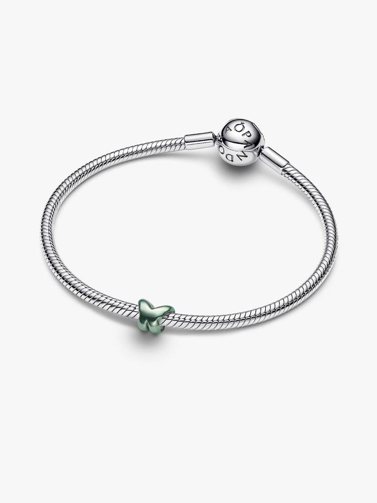 Mini Charm Farfalla effetto metallico verde Argento Sterling 925