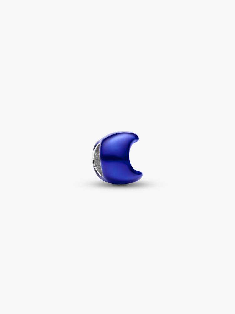 Mini Charm Luna effetto metallico blu Argento Sterling 925