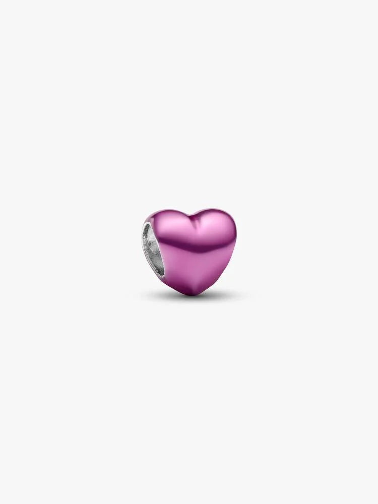 Mini Charm Cuore effetto metallico rosa Argento Sterling 925