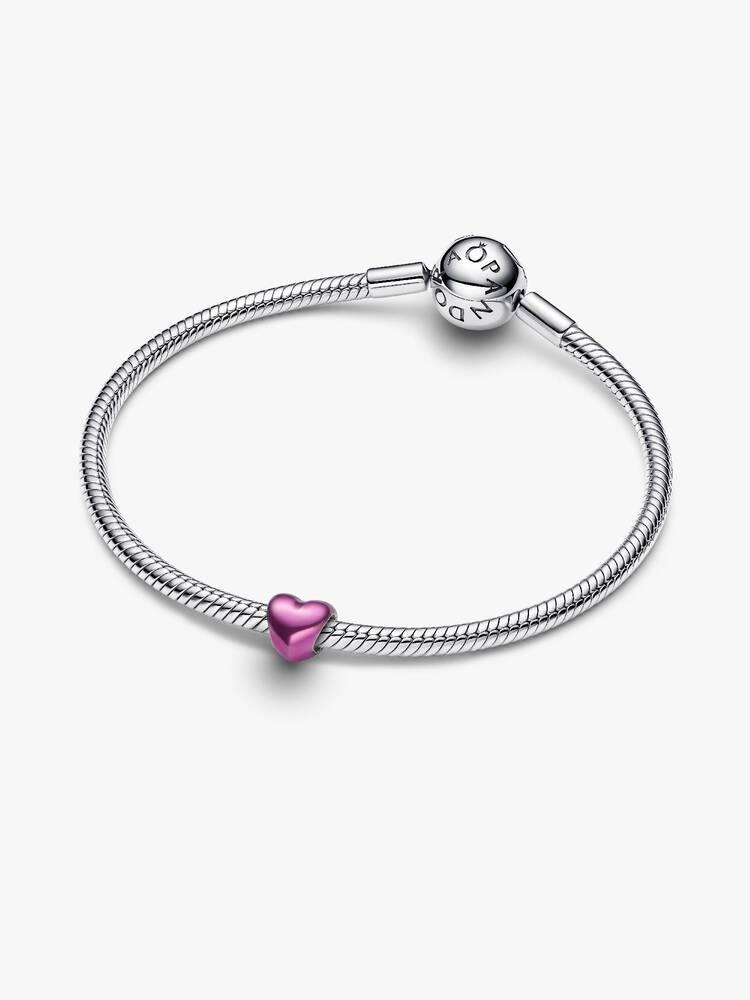 Mini Charm Cuore effetto metallico rosa Argento Sterling 925