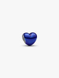 Mini Charm Cuore effetto metallico blu Argento Sterling 925