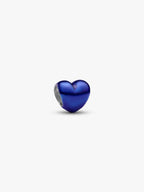 Mini Charm Cuore effetto metallico blu Argento Sterling 925