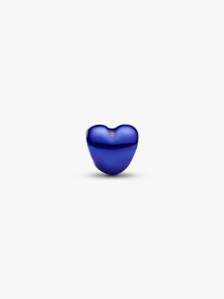 Mini Charm Cuore effetto metallico blu Argento Sterling 925